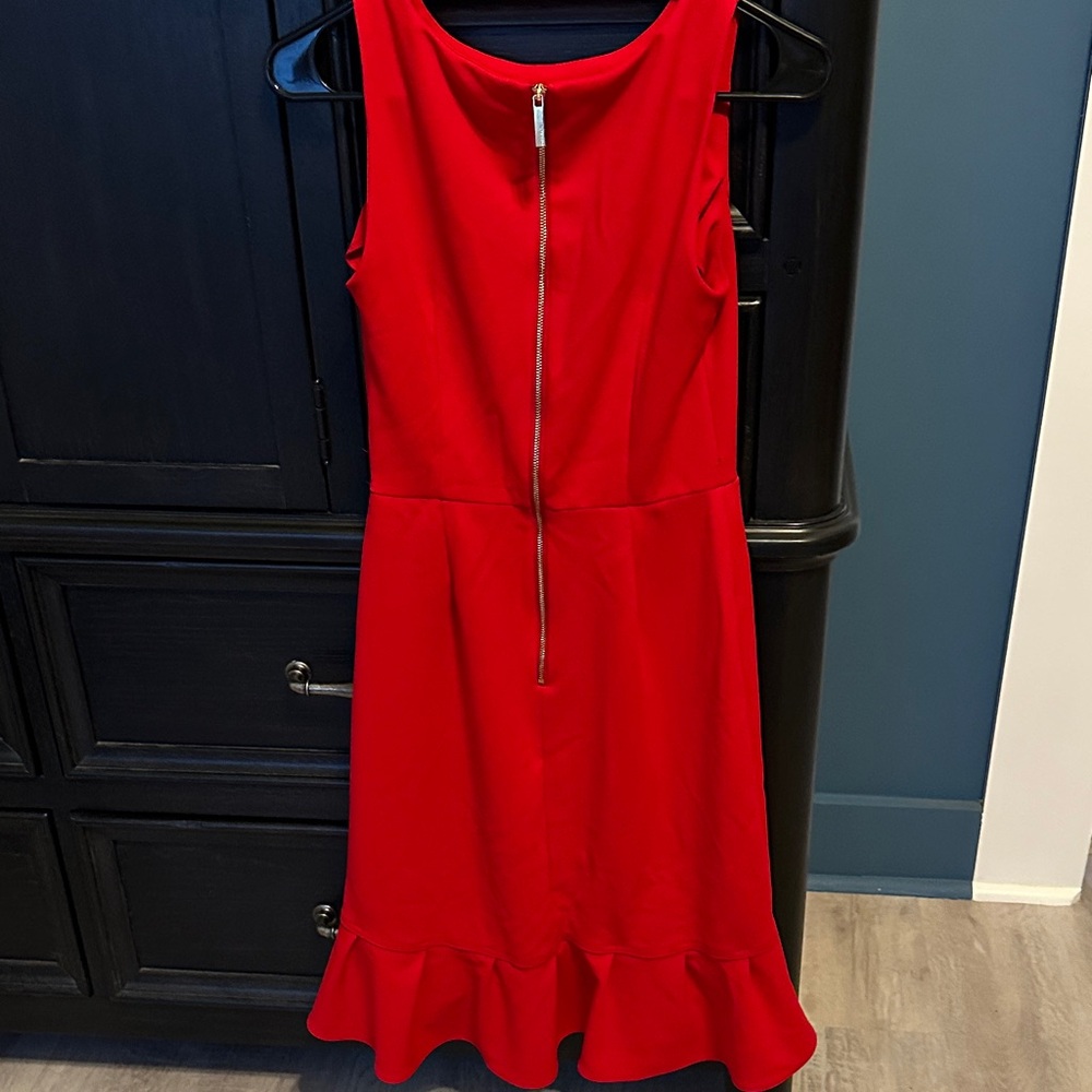 Calvin Klein Collection Red Ruffle Midi Dress - Picture 3 of 3